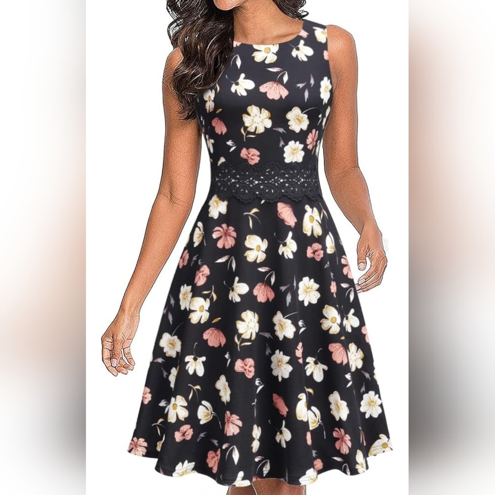 NWOT Owin Floral Sleeveless Dress, Large